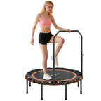 Fitness-Trampolin mit verstellbarem Handlauf, Sport-Trampolin f¨¹r drinnen und drau?en, Stahl, Kunststoff, Orange