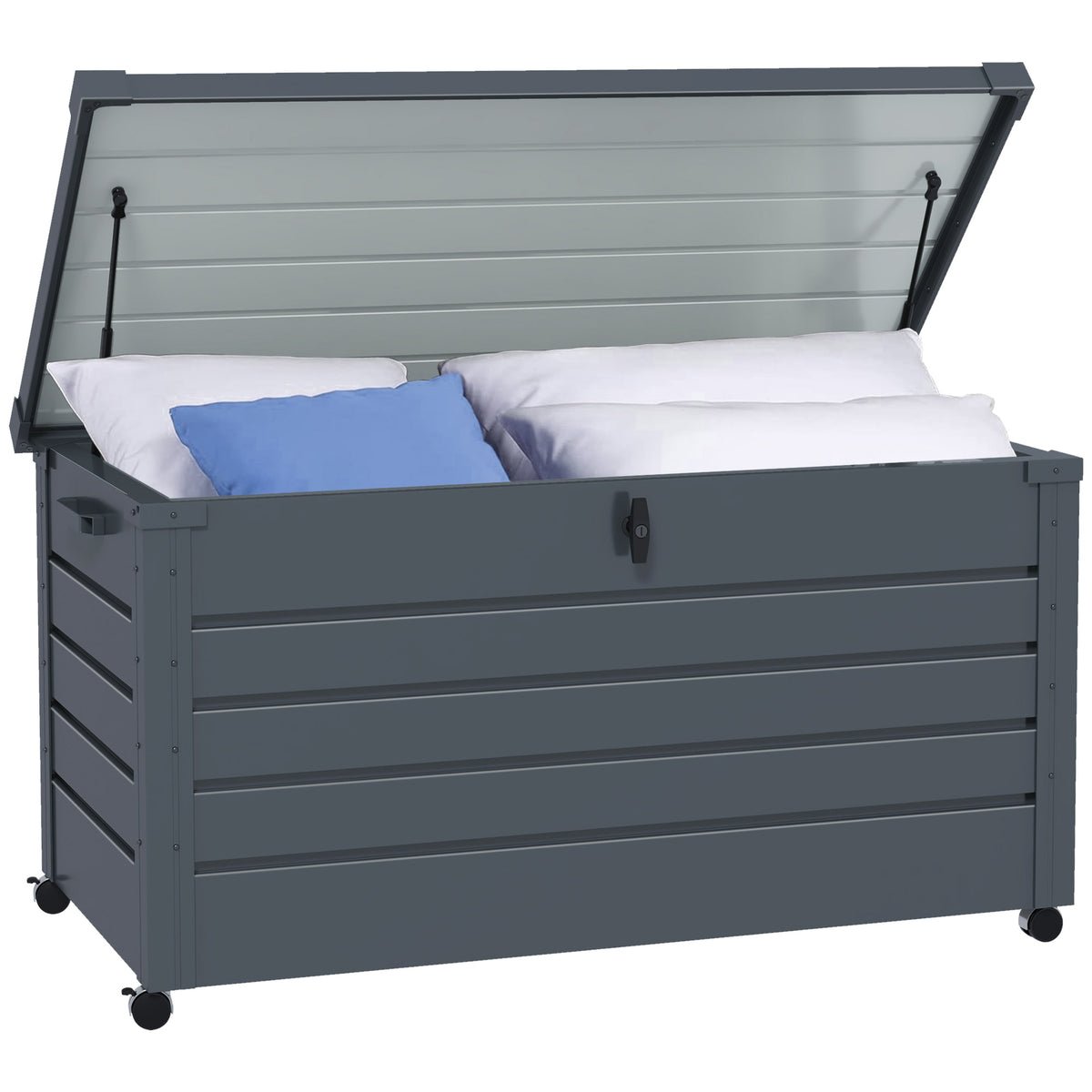 Gartenbox Metall 311 Liter mit Griffen 120 x 62cm Dunkelgrau