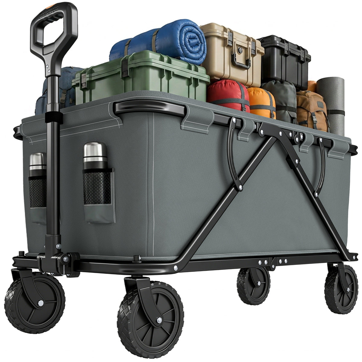 Gartenwagen 120 kg belastbar, klappbar Transportwagen mit herausnehmbare Plane 160 Liter Dunkelgrau