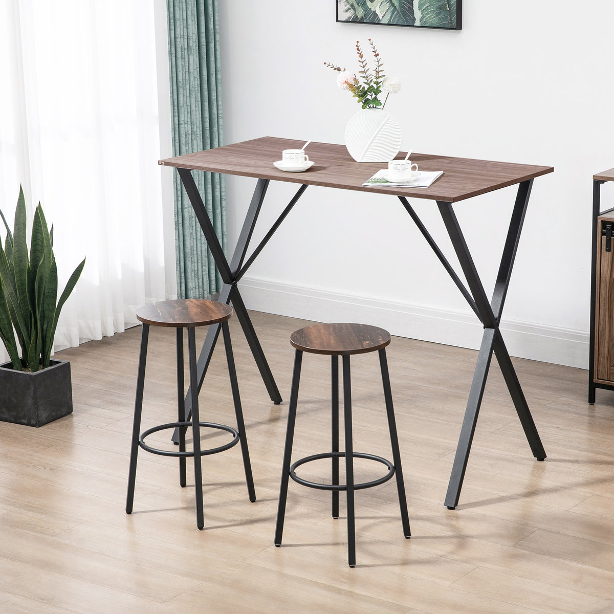 Barhocker-Set aus 2 Barstühlen im Industrial Design, Metallrahmen, Fußstütze, 42 x 42 x 65 cm