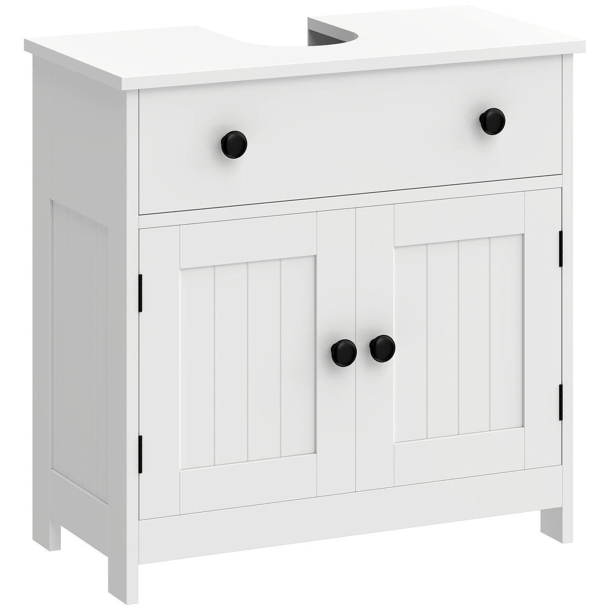 Waschbeckenunterschrank, modern und freistehend, mit Soft-Close-Scharnieren, Schublade und 2 Türen, Weiß