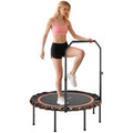 Fitness-Trampolin mit verstellbarem Handlauf, Sport-Trampolin f¨¹r drinnen und drau?en, Stahl, Kunststoff, Orange
