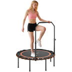 Fitness-Trampolin mit verstellbarem Handlauf, Sport-Trampolin f¨¹r drinnen und drau?en, Stahl, Kunststoff, Orange