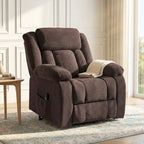 Aufstehsessel mit weichem Bezug, Recliner-Sessel mit Fernbedienung und Seitentaschen, Braun