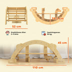 Montessori Kletterger¨¹st Indoor, 2 in 1 Kletterbogen aus Holz, f¨¹r Kinder 2-4 Jahre, 110x52x45 cm, Naturholz