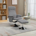 Relaxsessel mit Hocker, drehbar, neigbare Rückenlehne, bis 150 kg, 69 x 71 x 104 cm, Grau