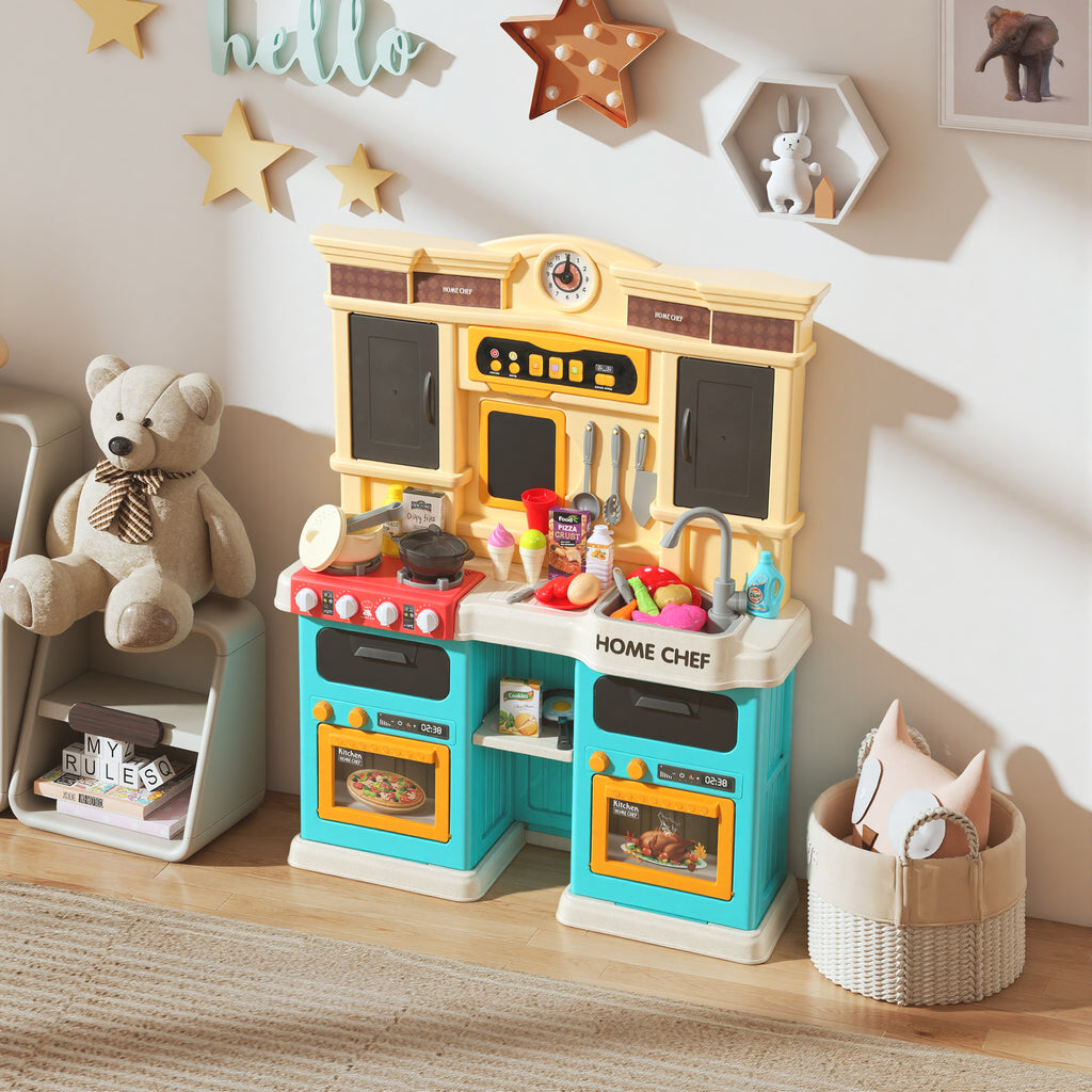 Spielk¨¹che mit flie?endem Wasser, 85-teiliges Zubeh?r, elektrischer Wasserhahn, Lichter, Ger?usche, f¨¹r Kinder von 3-6 Jahren, Kunststoff, Gr¨¹n