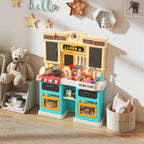 Spielk¨¹che mit flie?endem Wasser, 85-teiliges Zubeh?r, elektrischer Wasserhahn, Lichter, Ger?usche, f¨¹r Kinder von 3-6 Jahren, Kunststoff, Gr¨¹n