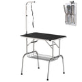 Trimmtisch für Hunde Hundepflegetisch klappbar, Haustierpflegetisch mit höhenverstellbarem Galgen, Schlingen, Netzkorb, Schertisch bis 150 kg, 90 x 60 x 75 cm, Schwarz