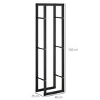 Kaminholzregal Metall 40 x 25 x 150 cm Brennholzregal Stapelhilfe Stahlrahmen bis 100kg Kaminholzunterstand Outdoor Holzregal Feuerholzregal für Garten Terrasse Außen Schwarz