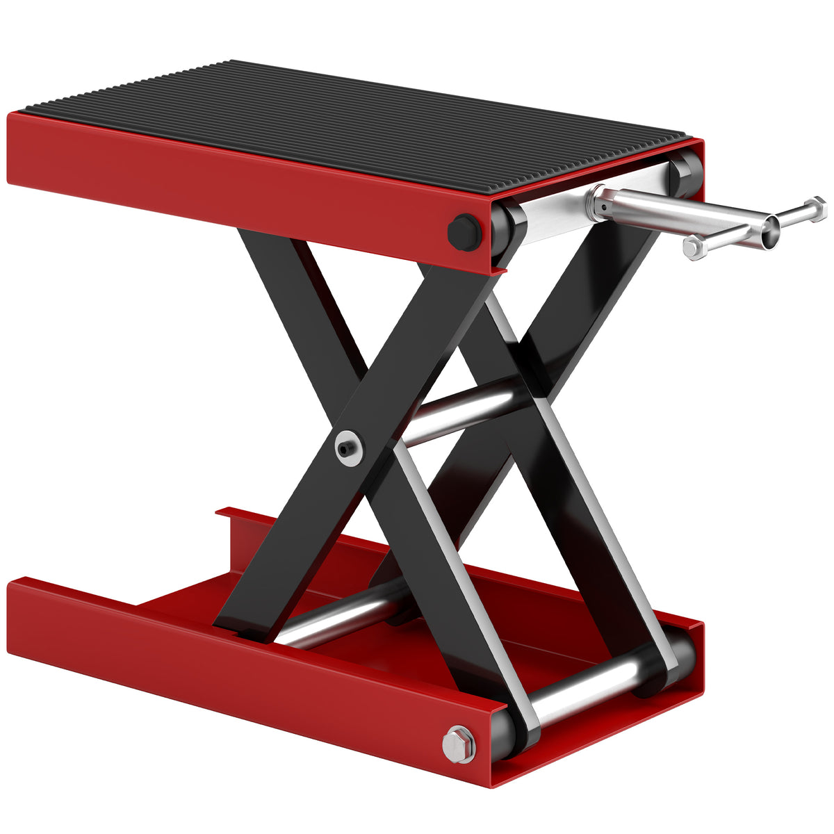 500KG Motorcycle Lift Scissor Jack, Height Adjustable Motorbike Stand with Anti-Slip Wide Deck, Heavy Duty Steel Motorbike Repair Lift Hoist Stand for Home Garage, Red