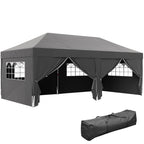 Pavillon ca. 6x3m Stabil Winterfest Pop-up Faltpavillon mit Fenster Reißverschlusstür Seitenteilen UV Schutz