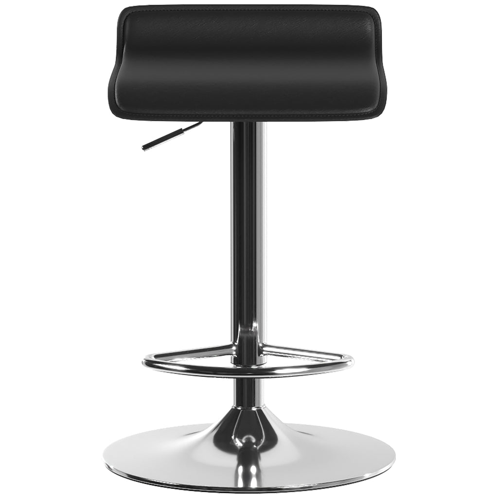 Barhocker 360° Drehbar Barstuhl mit Silber-Stahlgestell, Höhenverstellbar Küchenstuhl mit Fußstütze, Schwarz