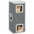 Kratztonne 100 cm Hoch 41 x 41 cm Vierstöckig für 1-2 Katzen Grau