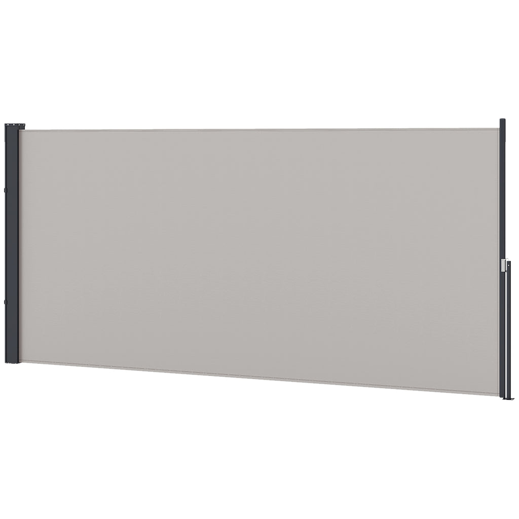 Seitenmarkise, Seitenrollo, ausziehbar, Sichtschutz, Aluminium/Polyester, 3 x 1,4 m, Hellgrau
