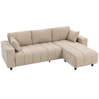 Ecksofa, Chaiselongue Umkehrbar, Kissen, 242 x 156 x 87 cm, Beige