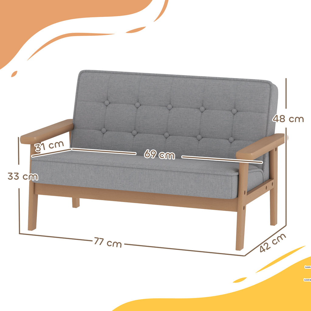 Kindersessel, Kindersofa mit Holzrahmen, Samtoptik, gepolstert, f¨¹r Kinder von 3-15 Jahren Grau