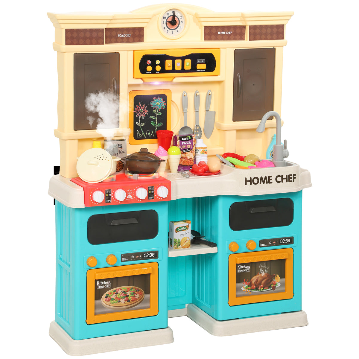 Spielk¨¹che mit flie?endem Wasser, 85-teiliges Zubeh?r, elektrischer Wasserhahn, Lichter, Ger?usche, f¨¹r Kinder von 3-6 Jahren, Kunststoff, Gr¨¹n