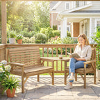 Wooden Garden Furniture Set , 1 Chair, 1 Bench and Detachable Table, Natural Wood Finish