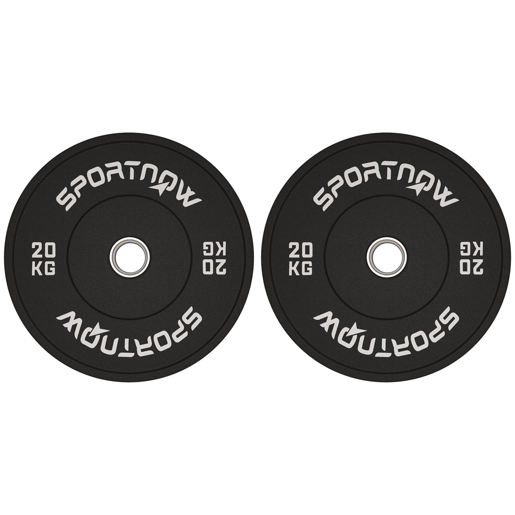 Hantelscheiben-Set, 2 x 20 kg, olympischer Standard, Gummi, geräuscharm, Schwarz