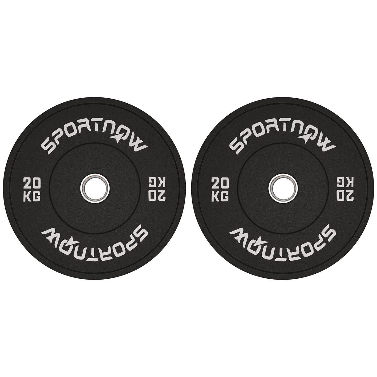Hantelscheiben-Set, 2 x 20 kg, olympischer Standard, Gummi, geräuscharm, Schwarz