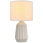 Tischlampe, Tischleuchte, Nachttischlampe mit Leinenschirm, Wippschalter, Schreibtischlampe, 22 x 22 x 39 cm, Beige