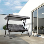 Hollywoodschaukel, 3-Sitzer Gartenschaukel, Verstellbares Sonnendach, Texteline Grau 200 x 120 x 170 cm