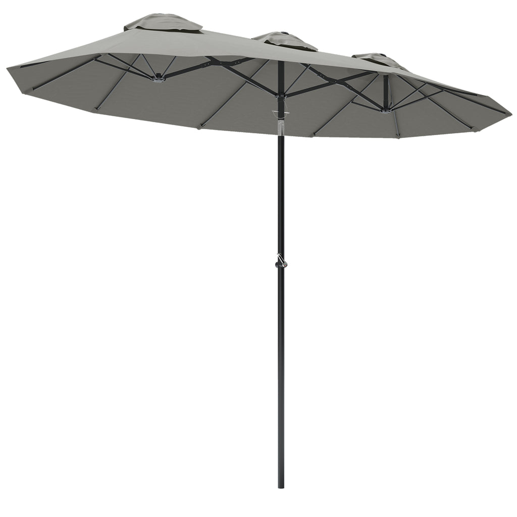 Sonnenschirm, Gartenschirm, neigbar, mit Handkurbel, Winddach, Polyester+Stahl, grau, 295 x 152cm