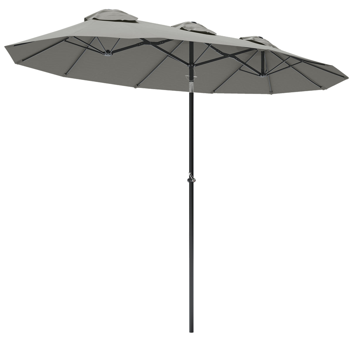 Sonnenschirm, Gartenschirm, neigbar, mit Handkurbel, Winddach, Polyester+Stahl, grau, 295 x 152cm