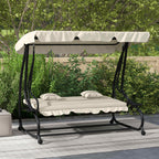 Three-Person garden Swing Chair, with Adjustable Canopy - Cream