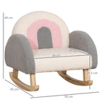 Schaukelstuhl für Kleinkinder, niedliches Design, Schaffell-Imitat, Eukalyptusholz, 50 x 45 x 44cm, grau+rosa+creme