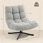 Sessel Drehbar Loungesessel mit Breiter Sitzfläche, wasserabweisend Chenille-Optik, gekreuzt Stahlbeine, Hellgrau