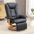 Relaxsessel mit Liegefunktion, drehbar, bis 150 kg, Kunstlederbezug, Stahlrahmen, Schwarz