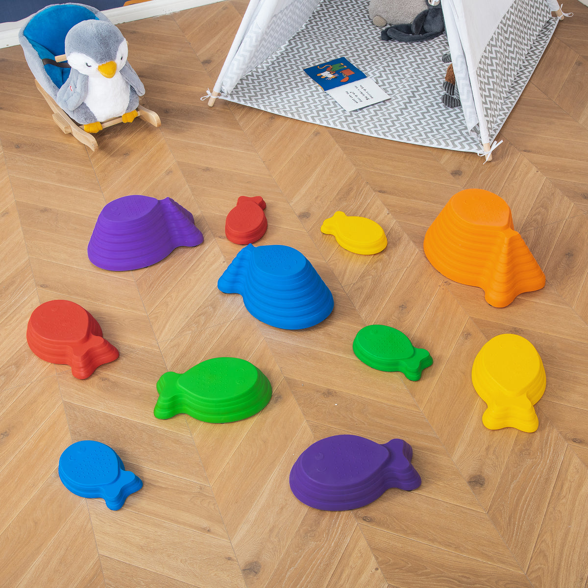  11 Piece Kids Balance Stepping Stones - Multicoloured