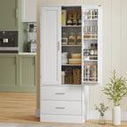 159 cm K¨¹chenschrank, verstellbare Regale, 2 Schublade, f¨¹r K¨¹che, Esszimmer, Spanplatte, MDF, Wei?