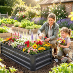 Raised Beds for Garden, Galvanized Outdoor Planters, for Herbs and Vegetables, Use for Patio, Backyard, Balcony, Grey