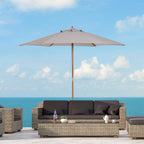 2.5m Wood Garden Parasol Sun Shade Patio Outdoor Wooden Umbrella Canopy, Table Market Umbrella with Vent, 38mm Pole, Rope Pulley Mechanism, Grey
