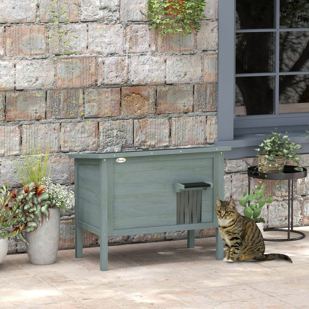 Feral Cat House, Wooden Insulated with Removable Floor, Water-Resistant Openable Roof - Charcoal Grey