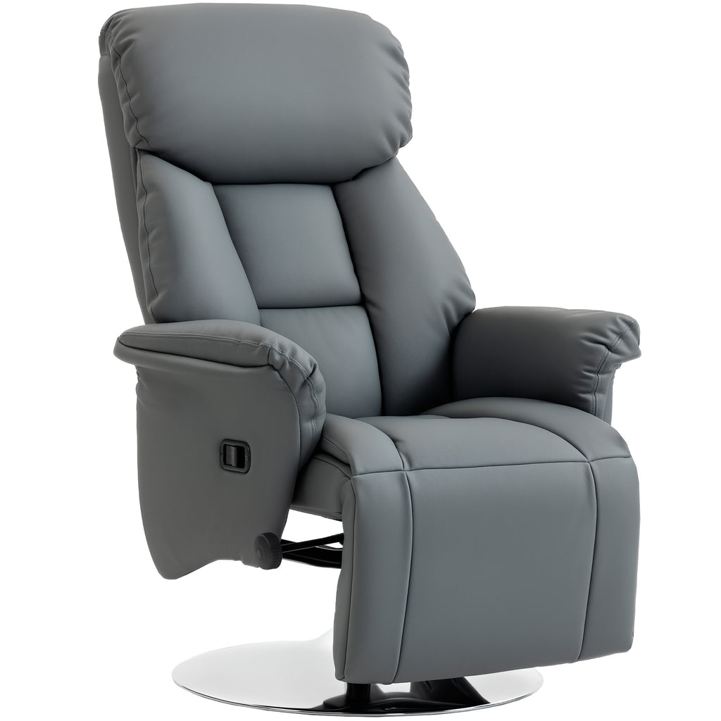Relaxsessel, Liegefunktion, Lederoptik, Fußstütze, bis 120 kg, 78 x 80 x 109 cm, Grau