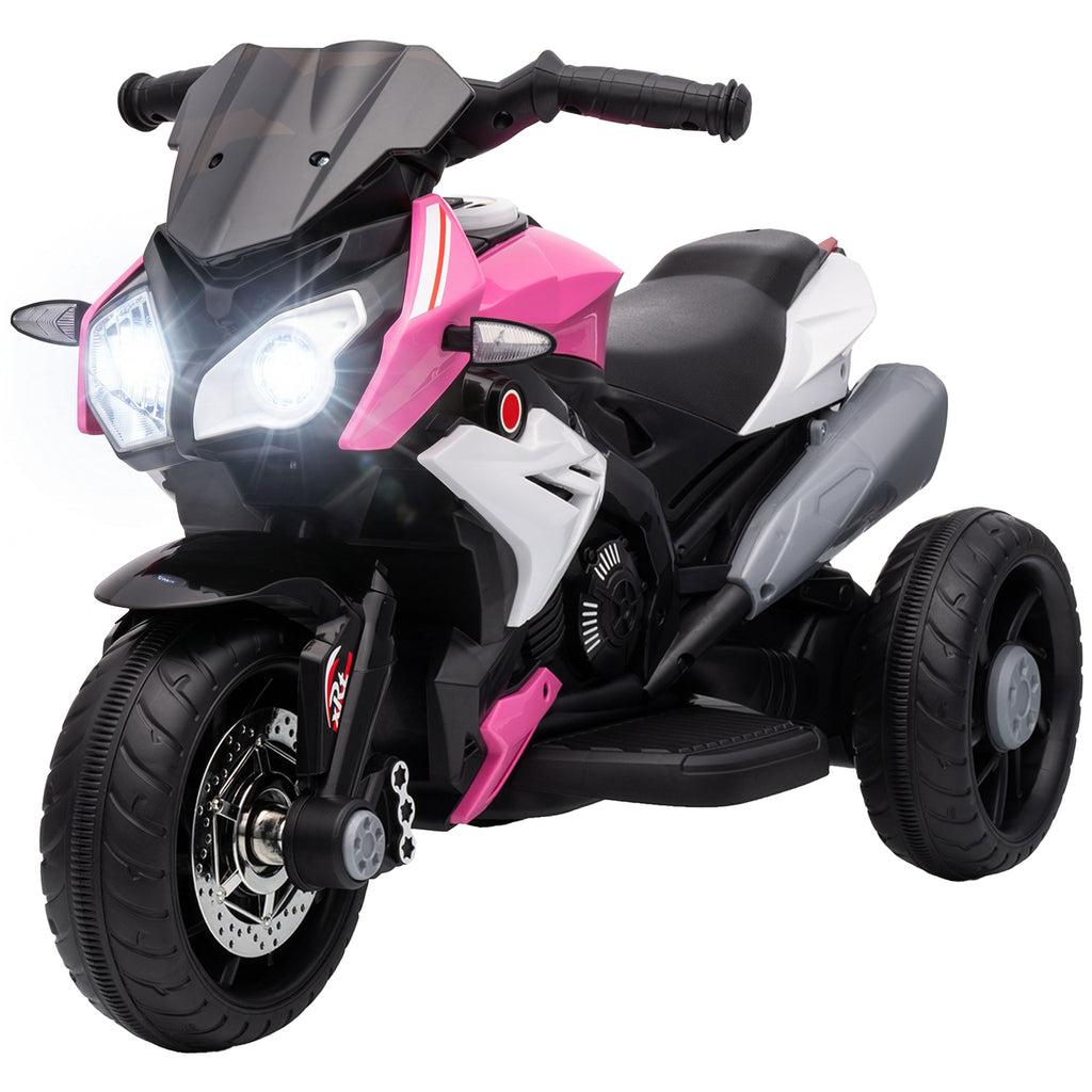 Elektro-Kindermotorrad, Lichter & Geräusche, 3 km/h, wiederaufladbar, Kunststoff & Metall, Rosa/Weiß