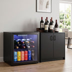 50 L Getränkekühlschrank, Kühler für 48 Dosen mit Doppelglas-Tür, verstellbar Regal, LED-Beleuchtung Schwarz