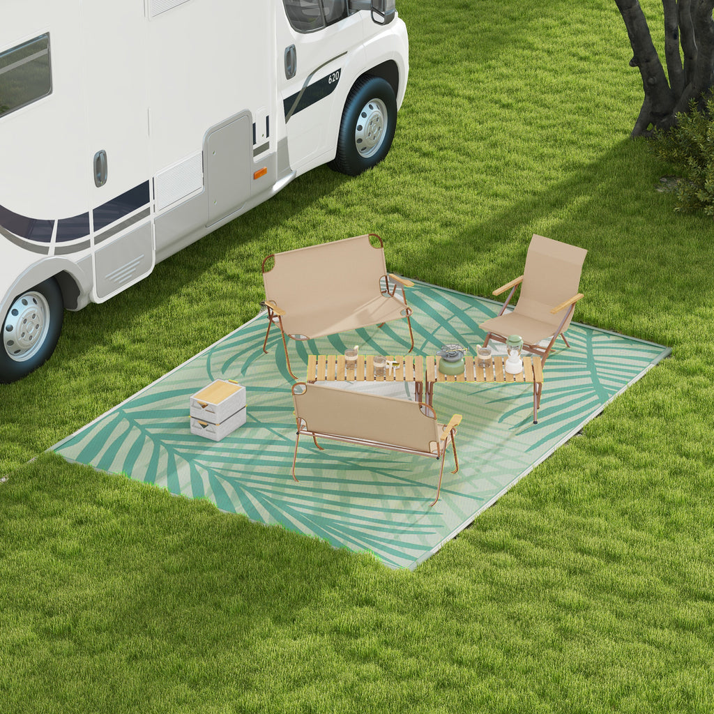 Outdoorteppich Terrassenteppich, wetterbest?ndig, modernes Design, 365 cm x 274 cm x 0,3cm, Gr¨¹n + Creme