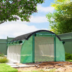 4 x 3 x 2 m Polytunnel-Gewächshaus mit Sonnenschutznetz, rollbaren Seitenwänden, Kunststoff-Abdeckung, Stahlrahmen, Grün