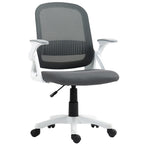 Atmungsaktiver Mesh-Bürostuhl, Ergonomischer Drehstuhl mit klappbaren Armlehnen und Lendenwirbelstütze, Grau