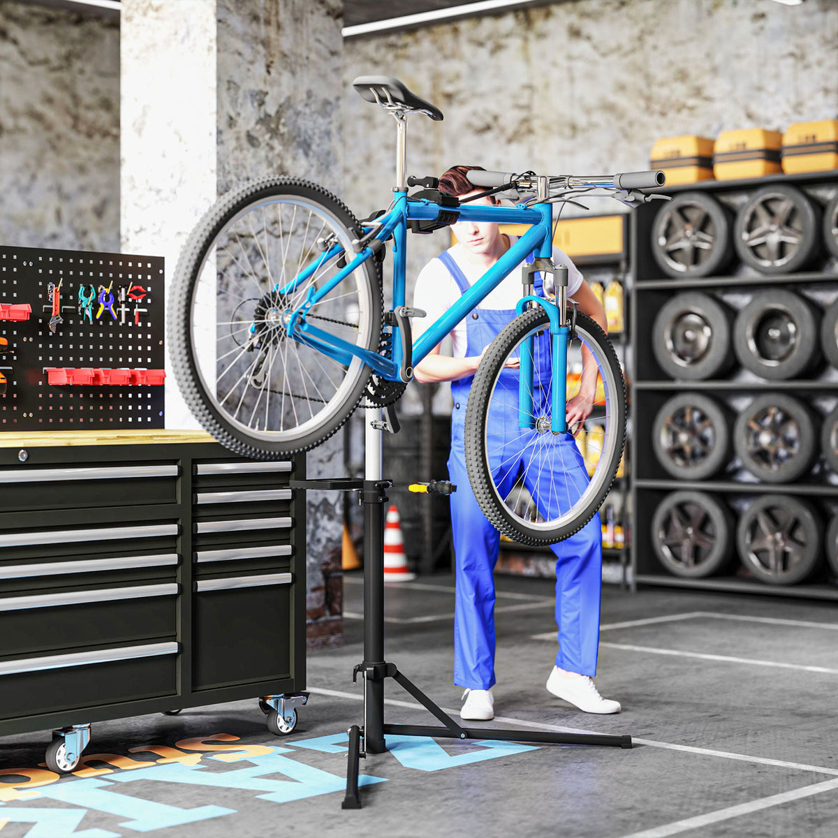 Bike Repair Stand, Max Load 40kg, Foldable, Height Adjustable, for Road Bike, Mountain Bike, E-bike