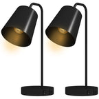 Tischlampen-Set, 2 Stück, Moderne Lampen mit USB-A- und USB-C-Anschluss für Schlafzimmer, Wohnzimmer & Büro, Schwarz