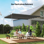 Retractable Pergola Cover, 3.5 x 2.6 m Replacement Canopy Fabric for 4 x 3 m Frame, Roof Top Only, Light Grey