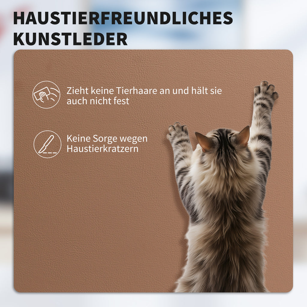 Bürostuhl mit Katzenpfotenleder-Bezug, Fußstütze, höhenverstellbar, rollbar, Braun