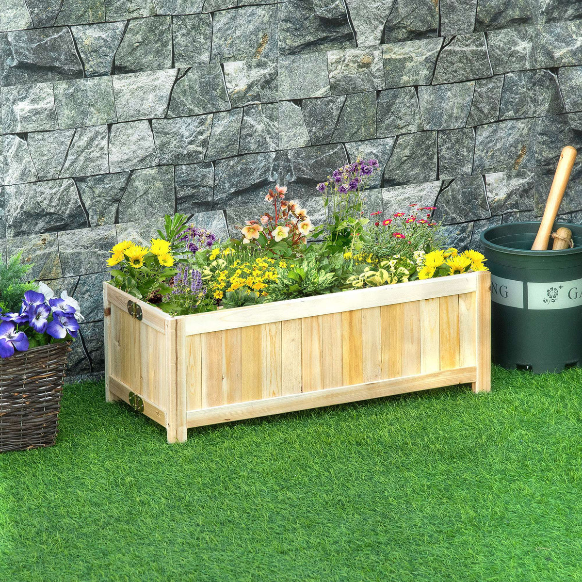 Klappbares Hochbeet, Massivholz, Wetterbest?ndig, 70 cm x 30 cm x 25 cm, Natur