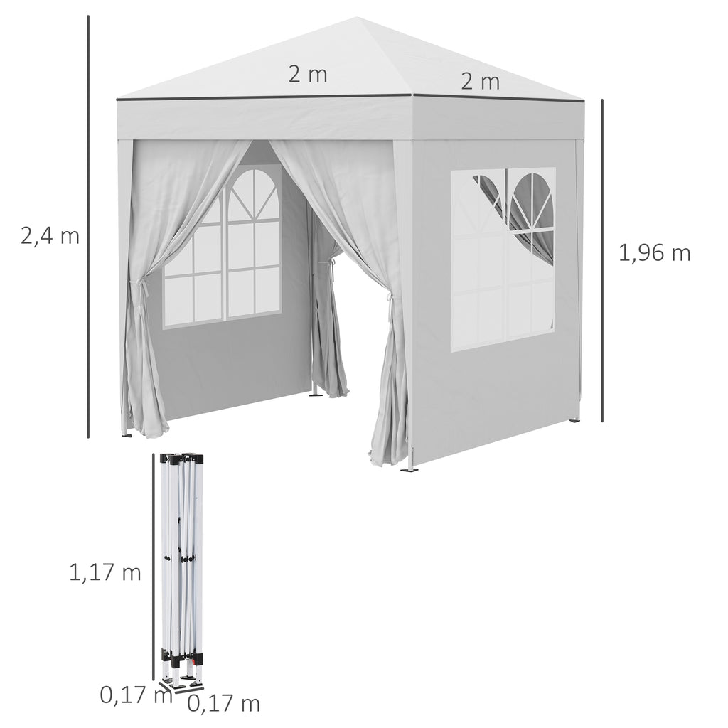 Pop Up Gazebo Canopy, size (2 x2m)-White